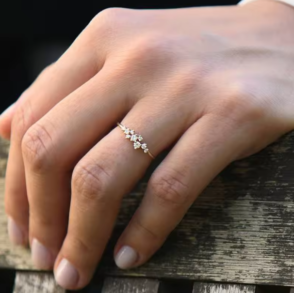 Dainty Cluster Moissanite Ring